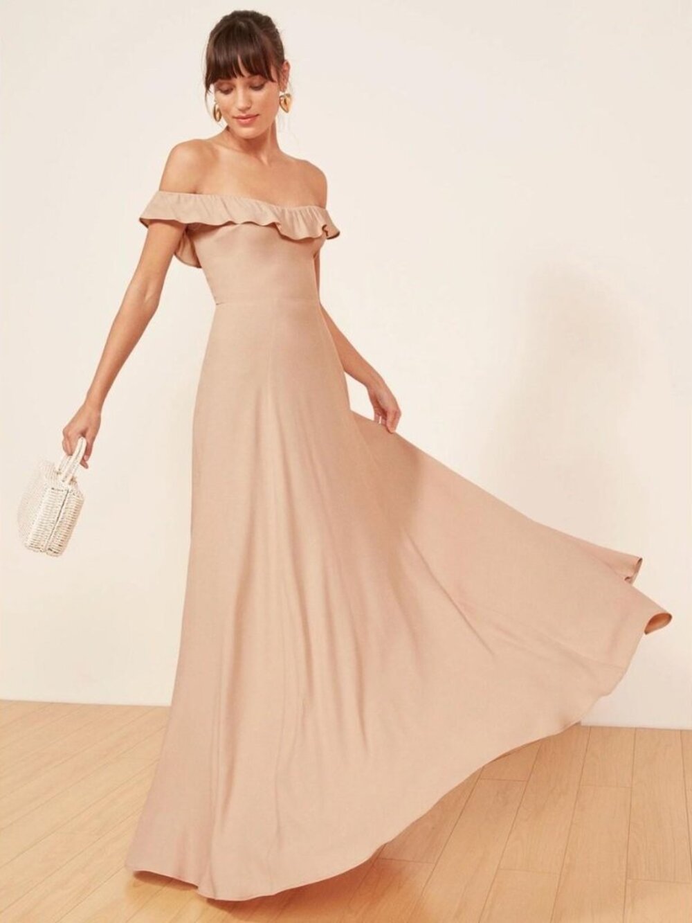 Reformation Verbena Blush Off-Shoulder Maxi Dress 8P (fits like a size 4/6!)
